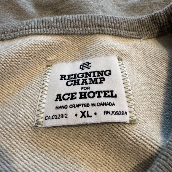 Reigning Champ Ace Hotel Midweight Terry Standard Crewneck Heather Grey Size XL - Picture 3 of 7